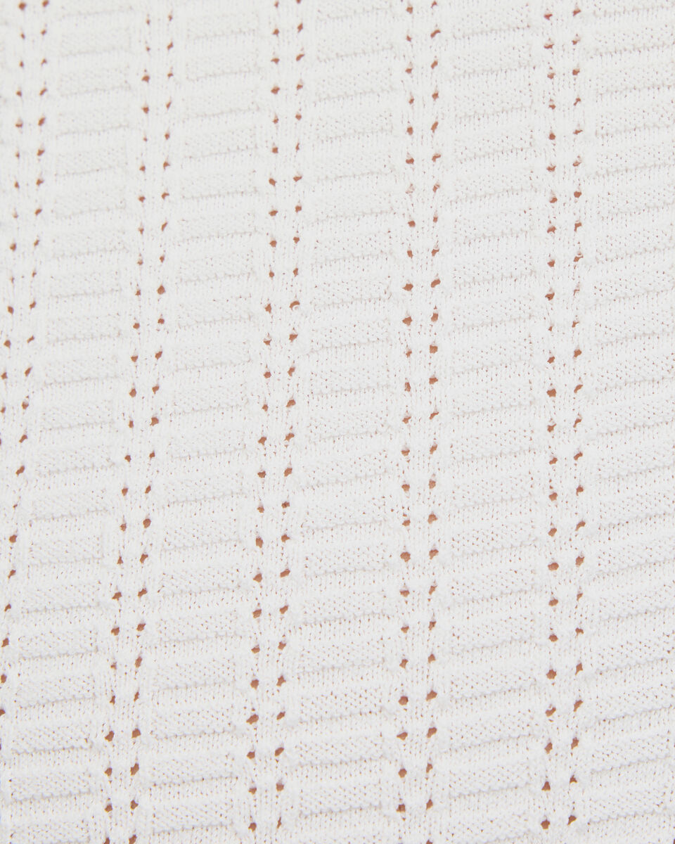 Textured Zip-up Knit Polo, White, hi-res